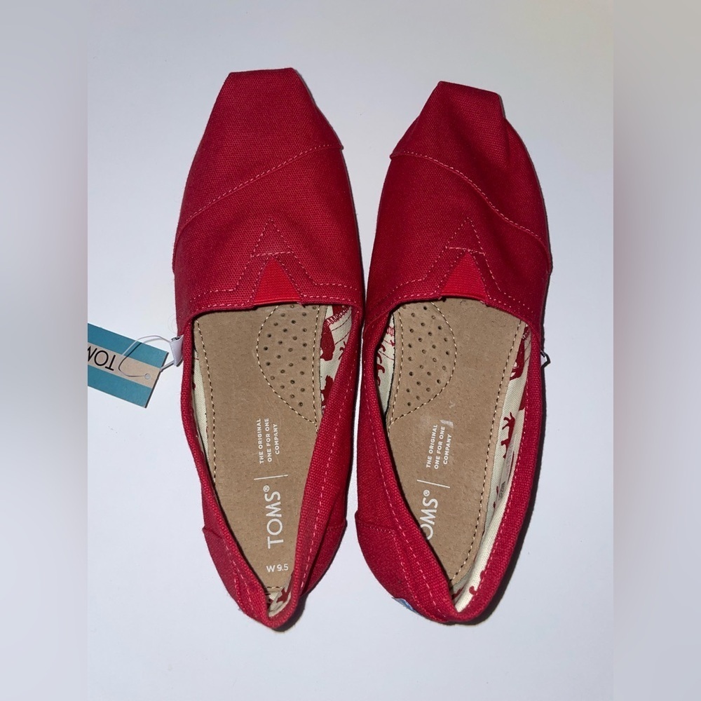 Toms Red Alpargata Canvas Flats Shoes 9.5 - Picture 4 of 7